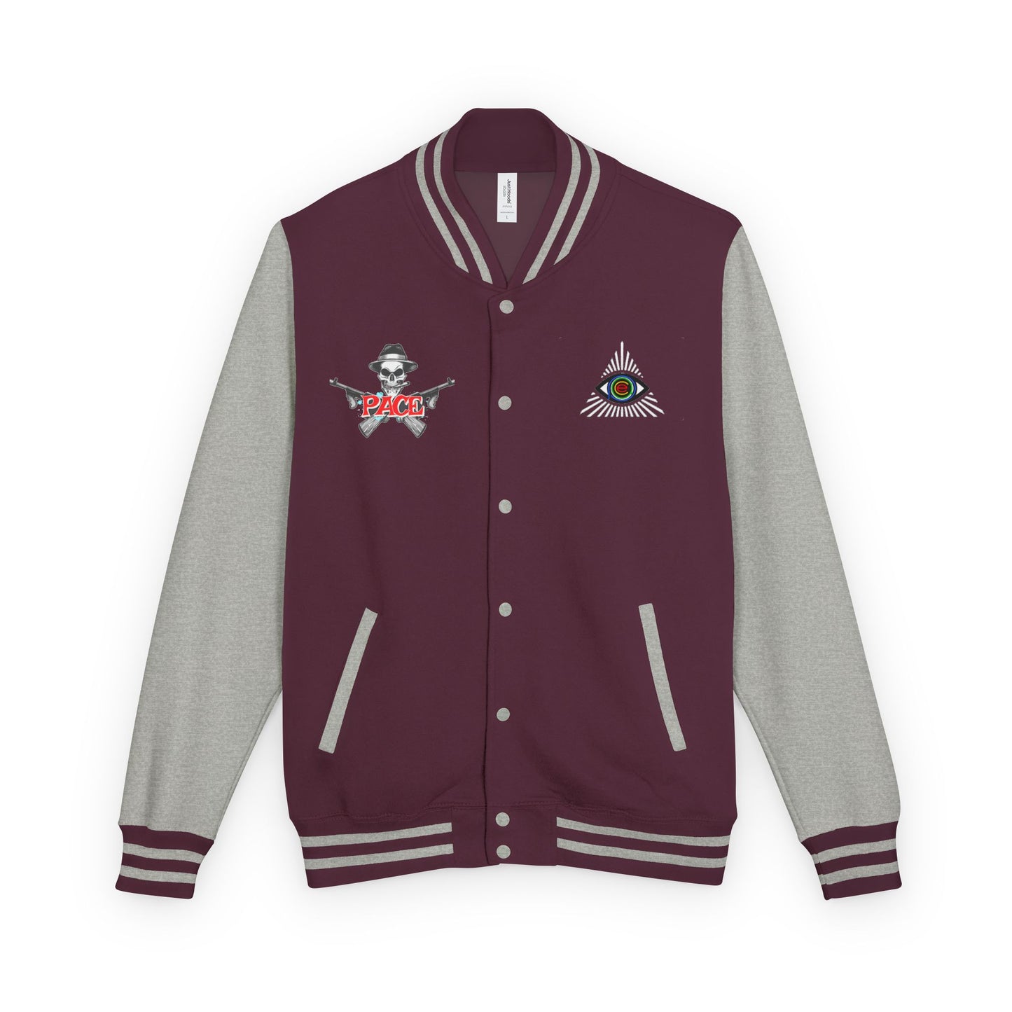 P.A.C.E. | SKULLN OFFICIAL /Letterman Jacket - Perfect for Streetwear, Halloween, or Sports Events, Casual Style, Unique Gift