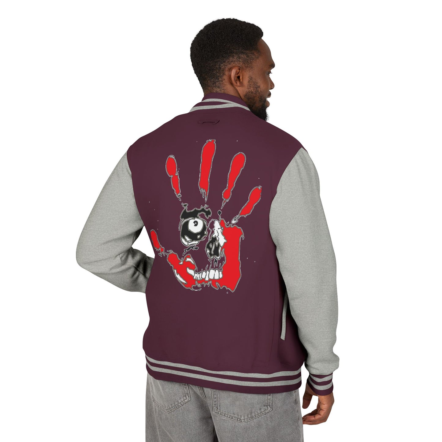 P.A.C.E. | SKULLN OFFICIAL /Letterman Jacket - Perfect for Streetwear, Halloween, or Sports Events, Casual Style, Unique Gift