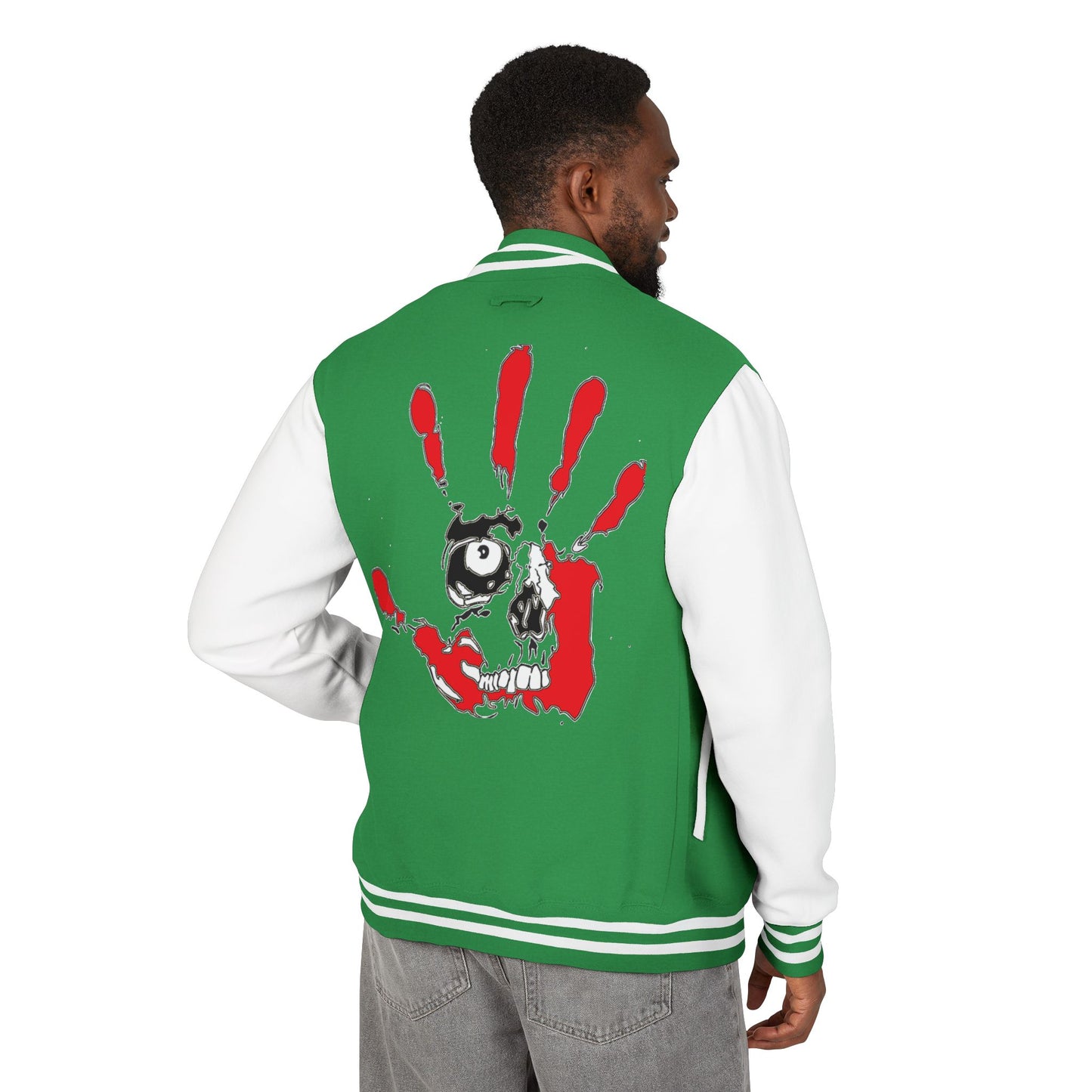 P.A.C.E. | SKULLN OFFICIAL /Letterman Jacket - Perfect for Streetwear, Halloween, or Sports Events, Casual Style, Unique Gift