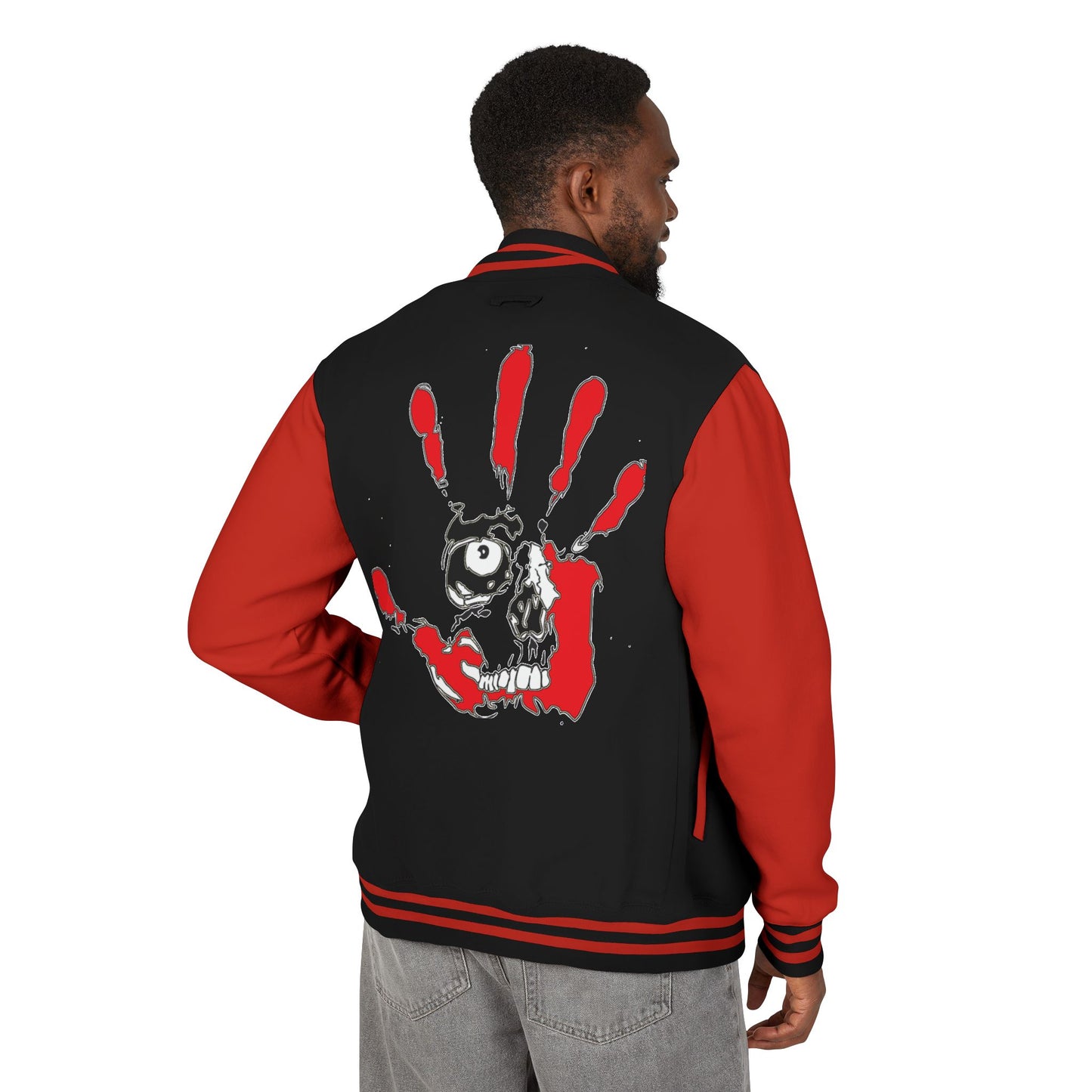 P.A.C.E. | SKULLN OFFICIAL /Letterman Jacket - Perfect for Streetwear, Halloween, or Sports Events, Casual Style, Unique Gift