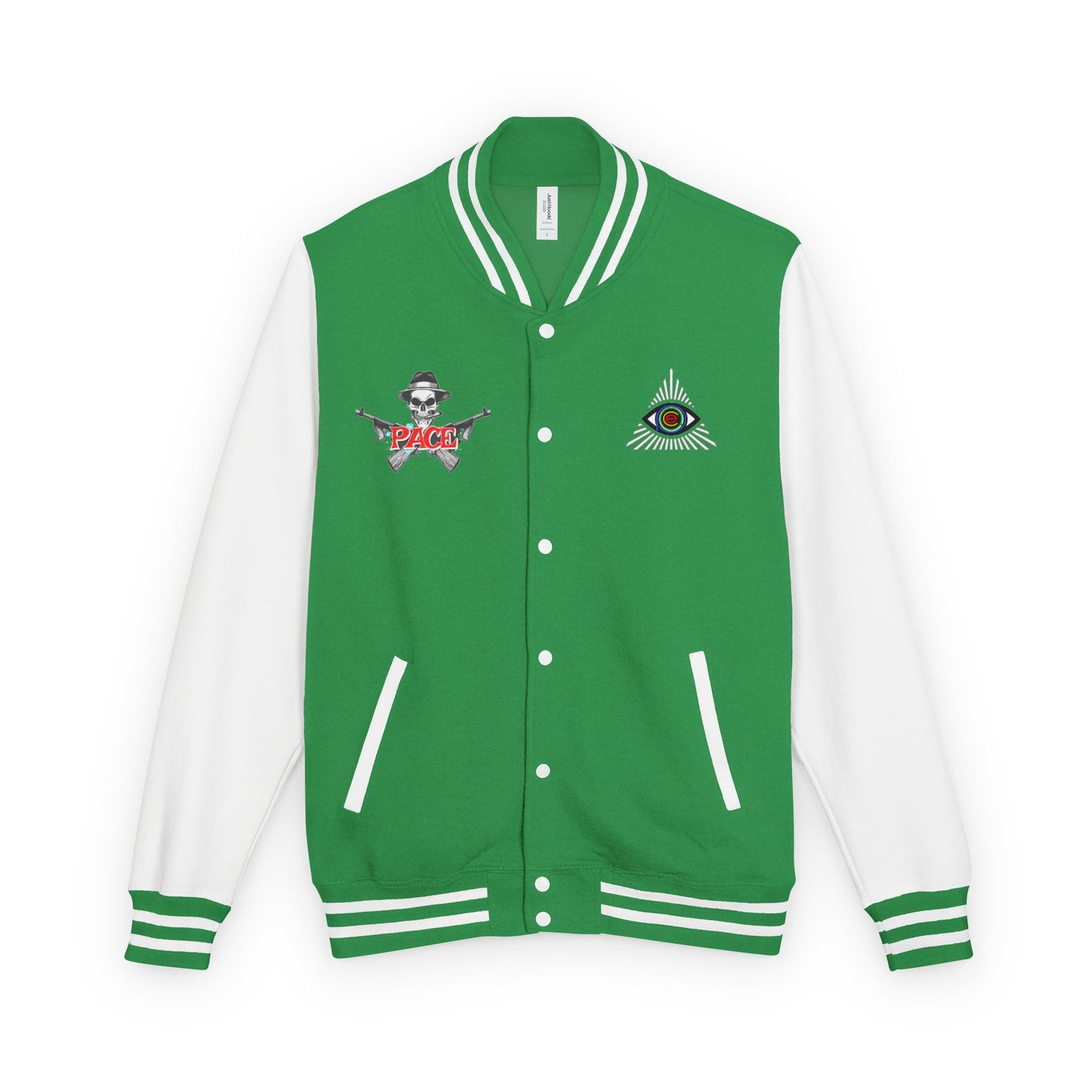 P.A.C.E. | SKULLN OFFICIAL /Letterman Jacket - Perfect for Streetwear, Halloween, or Sports Events, Casual Style, Unique Gift