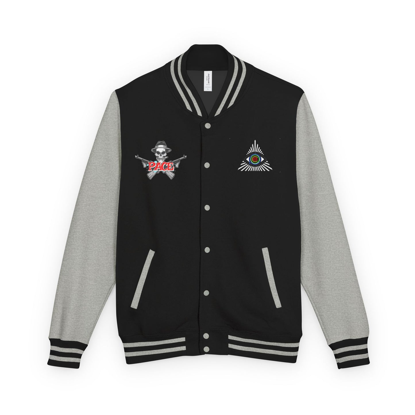 P.A.C.E. | SKULLN OFFICIAL /Letterman Jacket - Perfect for Streetwear, Halloween, or Sports Events, Casual Style, Unique Gift