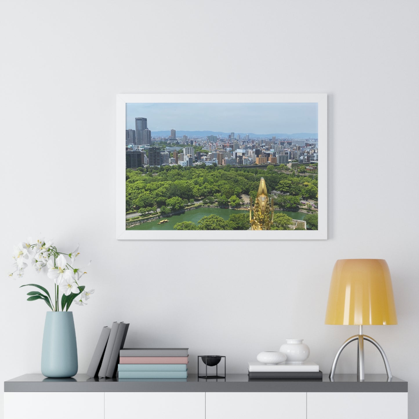 JPN: Osaka Castle Framed Poster — Cityscape 1 Horizontal Print