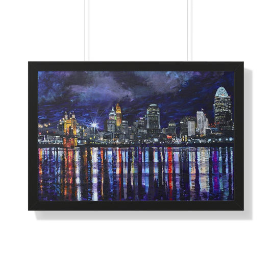 PACE: CINCINNATI "NIGHTIME SKYLINE"/Framed Horizontal Poster
