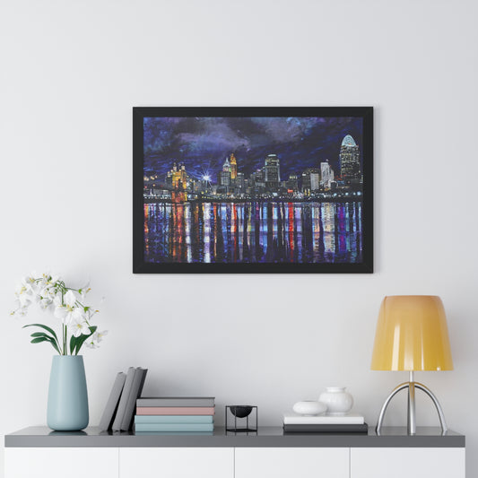 PACE: CINCINNATI "NIGHTIME SKYLINE"/Framed Horizontal Poster