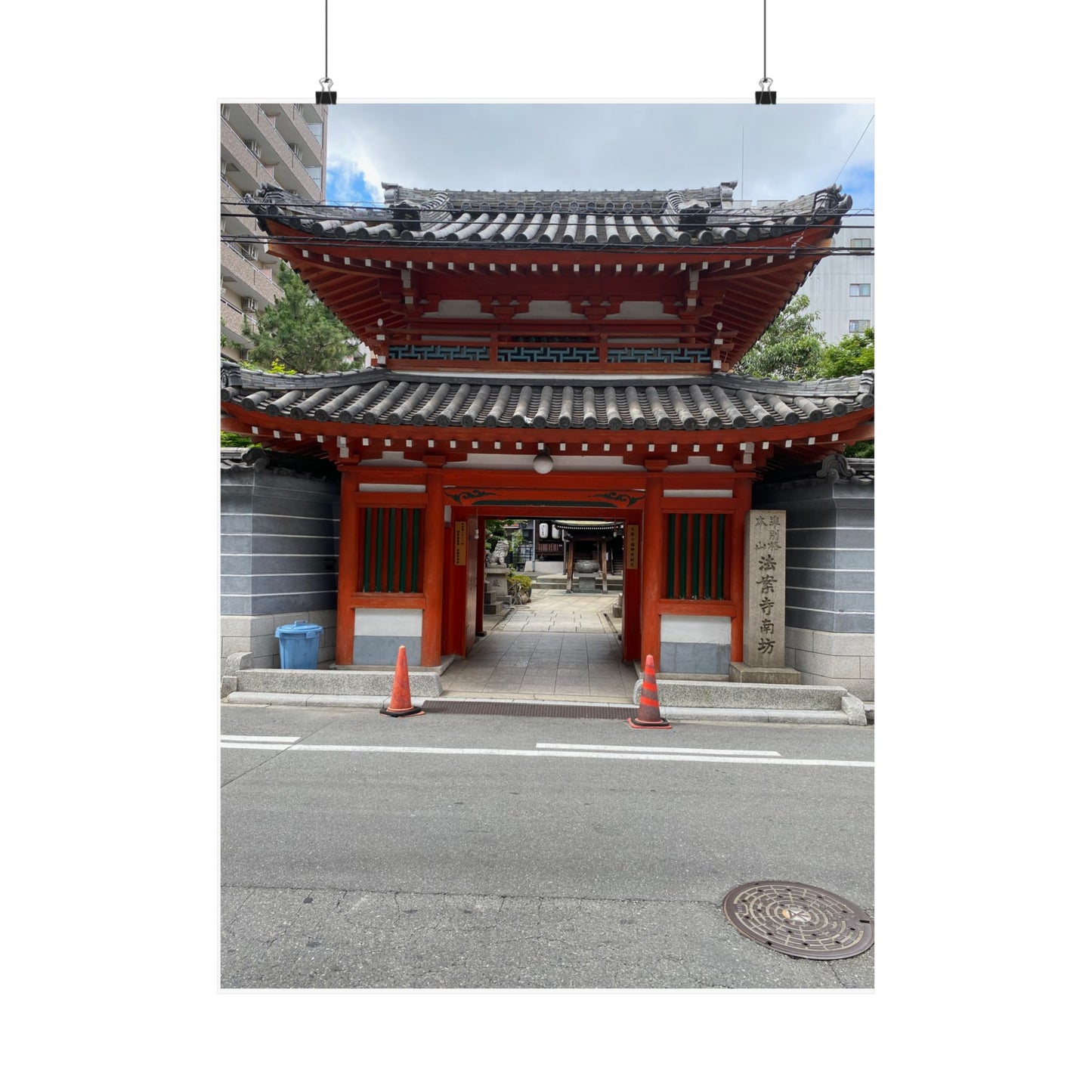 Japanese Temple Gate Vertical Poster — Traditional Red Torii Architecture Wall Art
