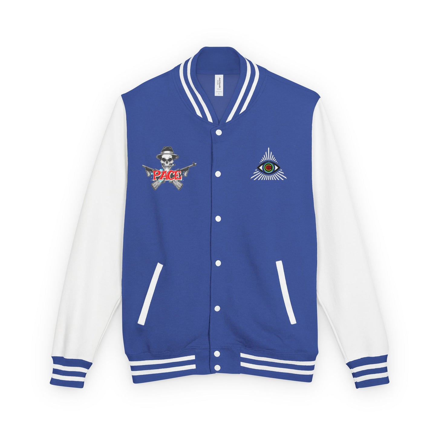 P.A.C.E. | SKULLN OFFICIAL /Letterman Jacket - Perfect for Streetwear, Halloween, or Sports Events, Casual Style, Unique Gift