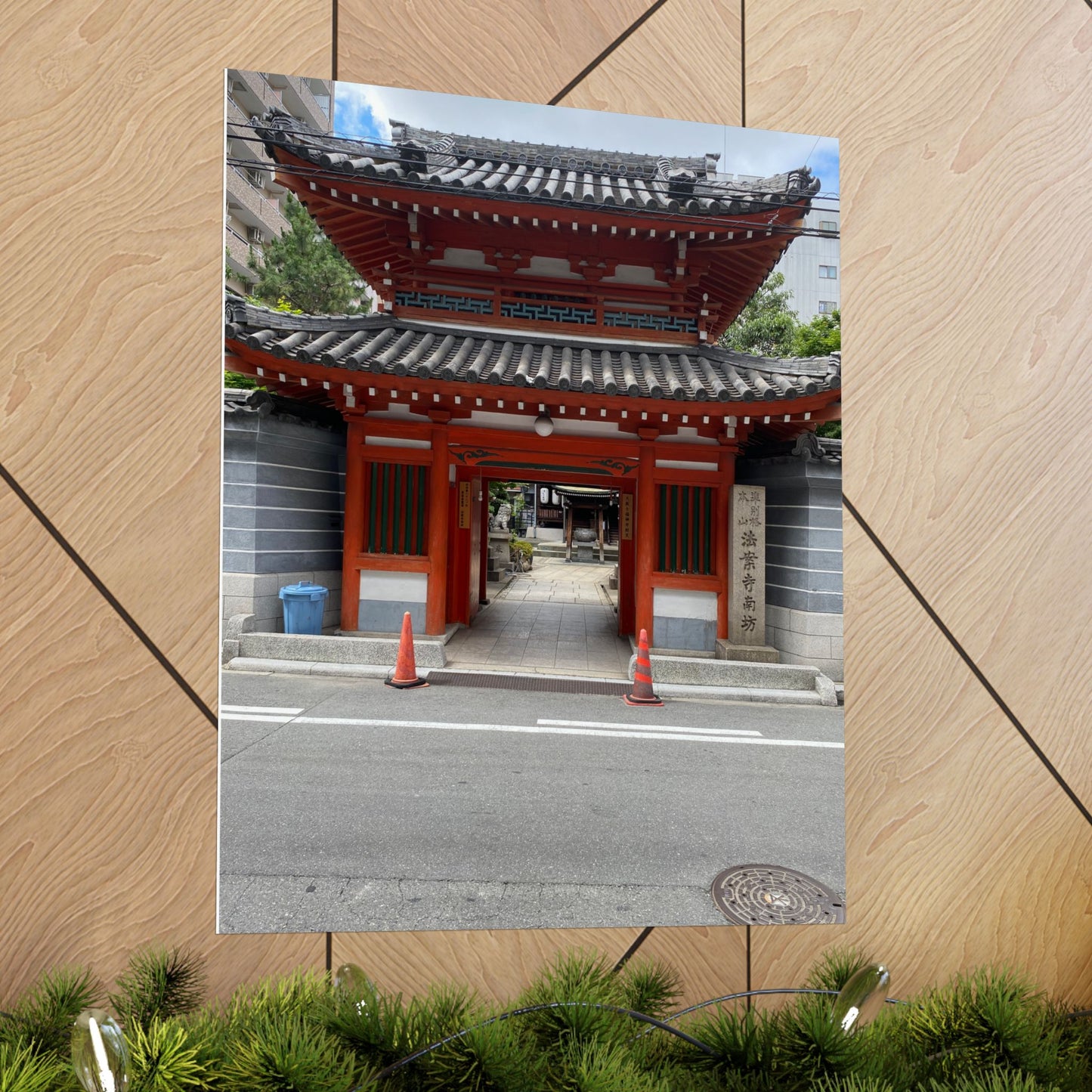 Japanese Temple Gate Vertical Poster — Traditional Red Torii Architecture Wall Art