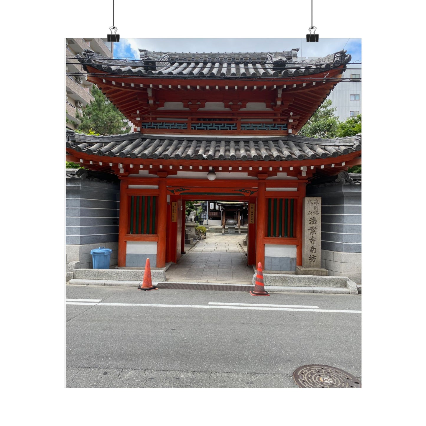 Japanese Temple Gate Vertical Poster — Traditional Red Torii Architecture Wall Art