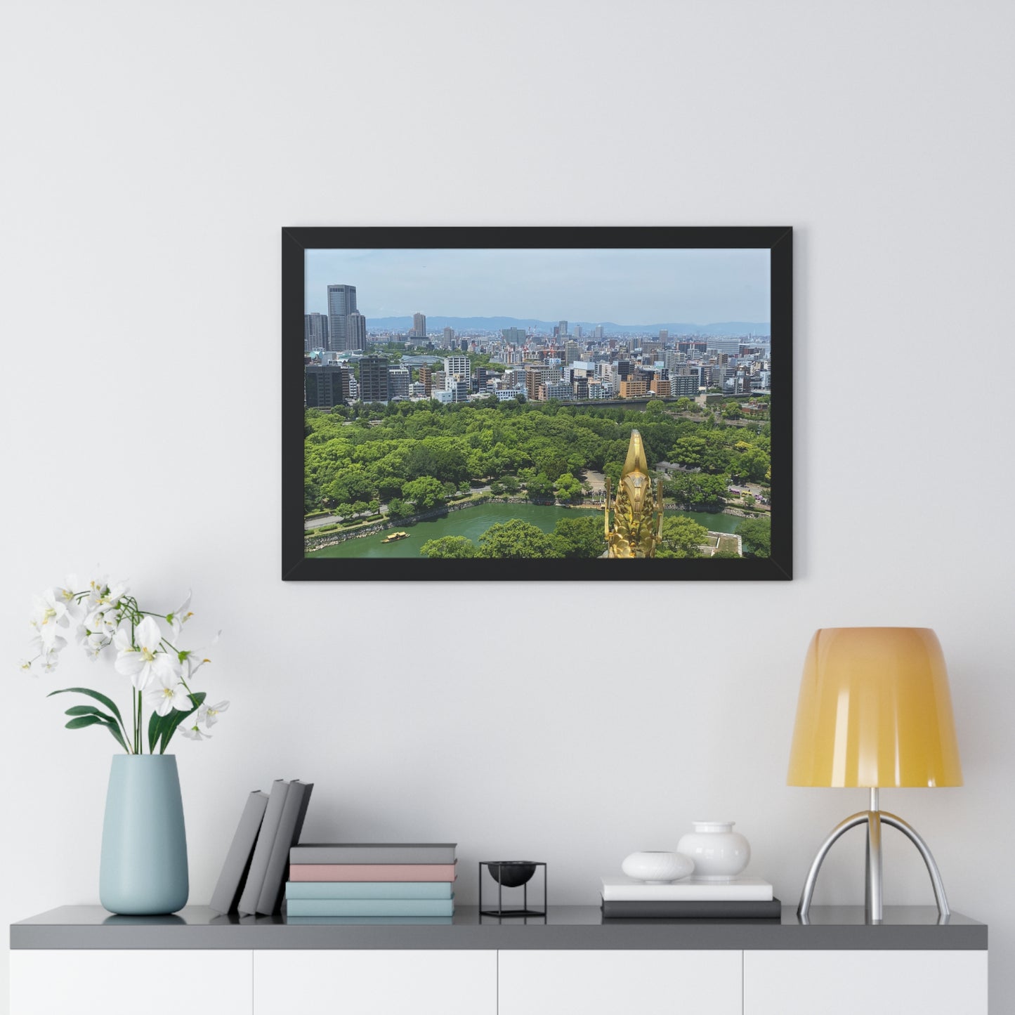 JPN: Osaka Castle Framed Poster — Cityscape 1 Horizontal Print