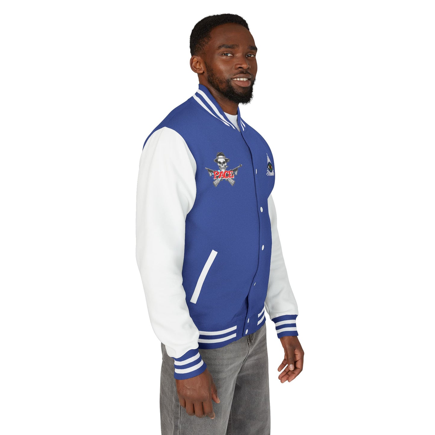 P.A.C.E. | SKULLN OFFICIAL /Letterman Jacket - Perfect for Streetwear, Halloween, or Sports Events, Casual Style, Unique Gift