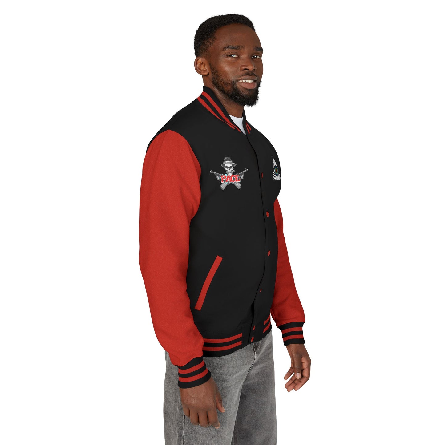 P.A.C.E. | SKULLN OFFICIAL /Letterman Jacket - Perfect for Streetwear, Halloween, or Sports Events, Casual Style, Unique Gift
