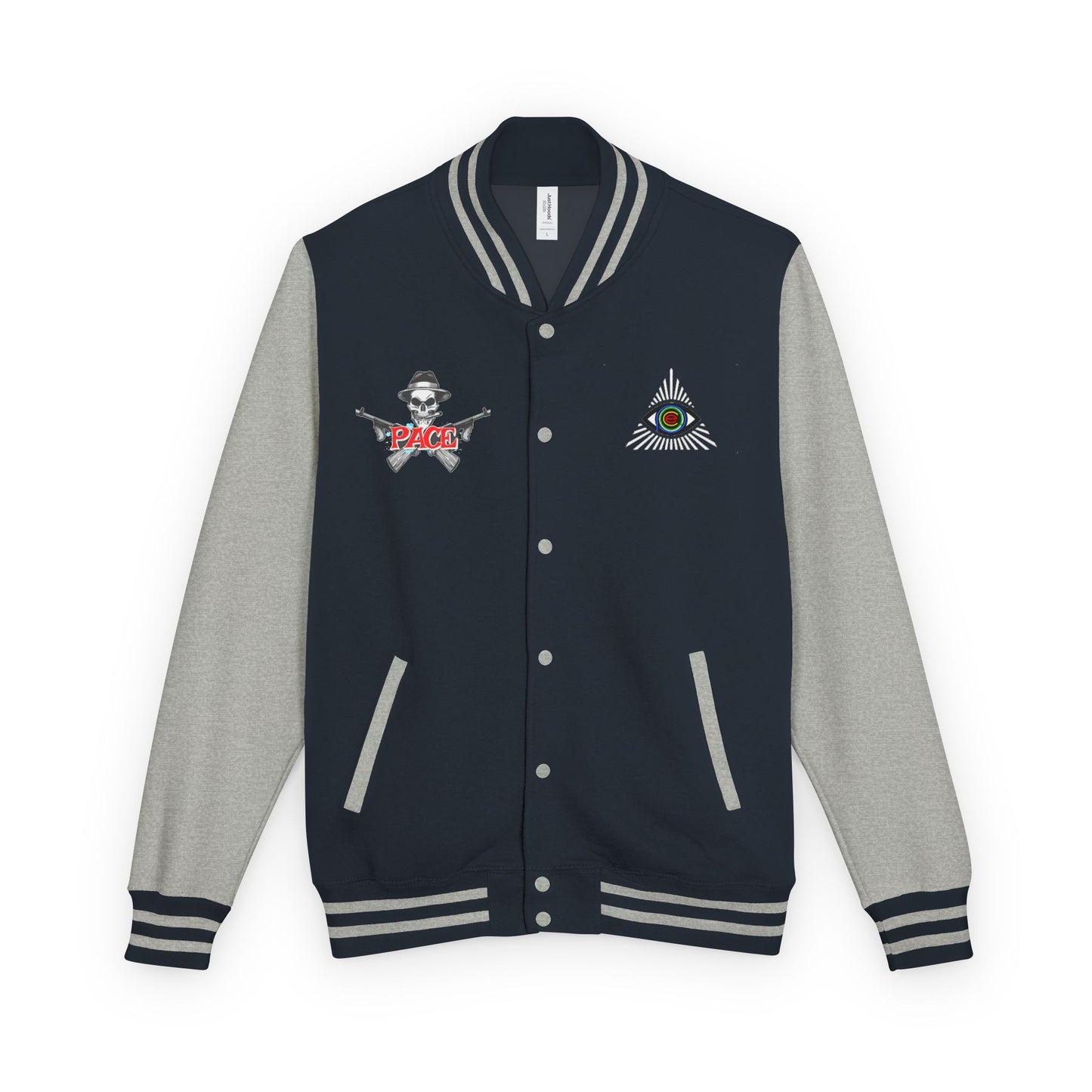 P.A.C.E. | SKULLN OFFICIAL /Letterman Jacket - Perfect for Streetwear, Halloween, or Sports Events, Casual Style, Unique Gift