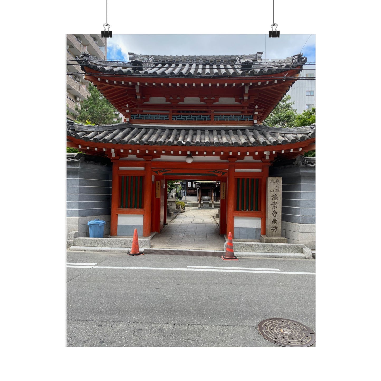 Japanese Temple Gate Vertical Poster — Traditional Red Torii Architecture Wall Art