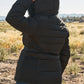 Plus Faux Fur Harness Buckle Belt Detail Long Fitted Puffer Jacket